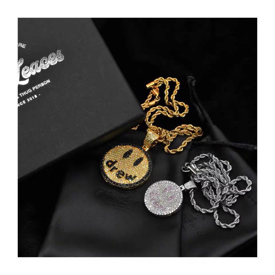 Justin Bieber Drew Smile Face Necklace with Zirconia