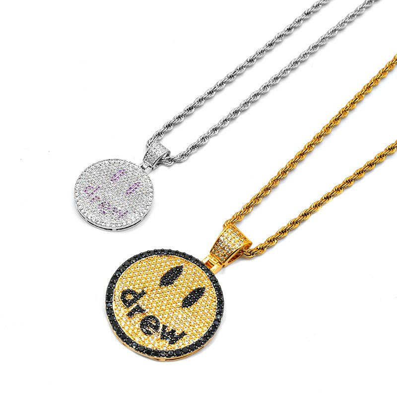 Justin Bieber Drew Smile Face Necklace with Zirconia