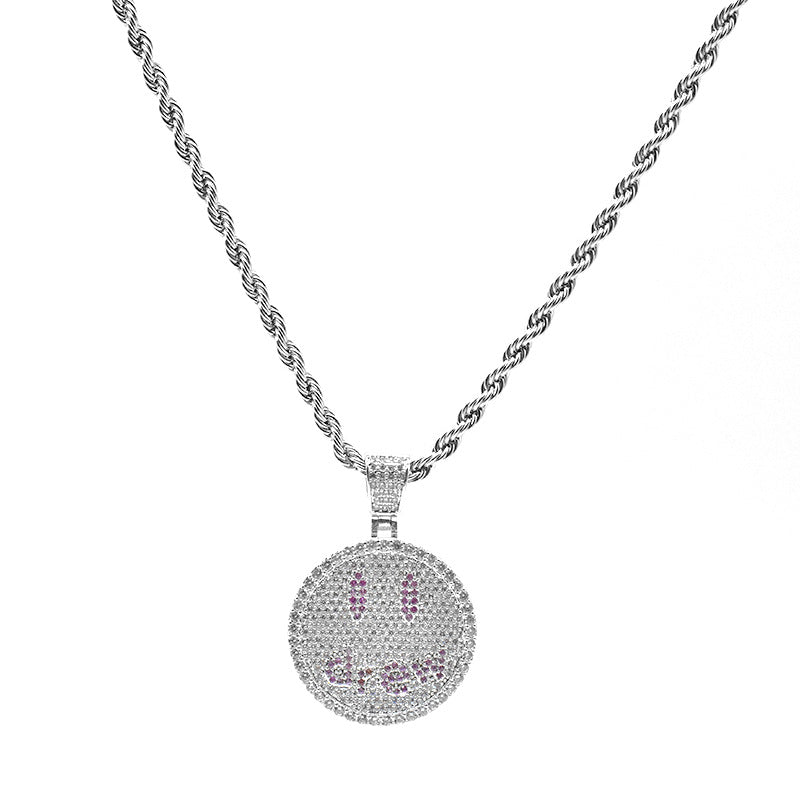 Justin Bieber Drew Smile Face Necklace with Zirconia