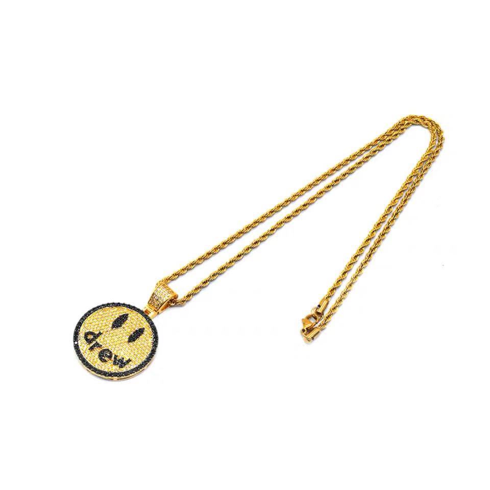 Justin Bieber Drew Smile Face Necklace with Zirconia
